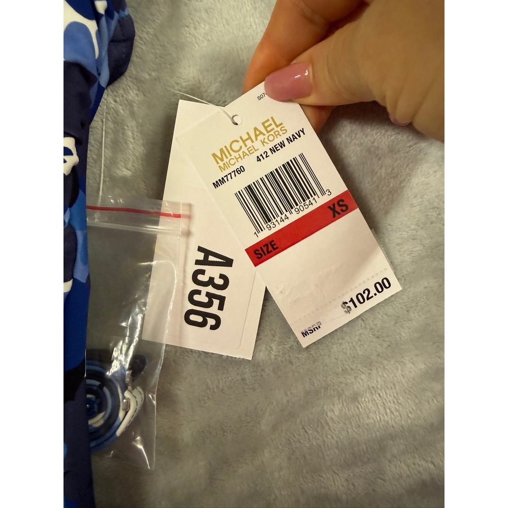 NWT Michael Kors Tankini Top Womens Blue Floral Halter Keyhole XS $102 - Picture 7 of 8